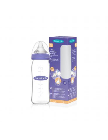 Lansinoh Butelka szklana ze smoczkiem Natural Wave o średnim przepływie 240ml