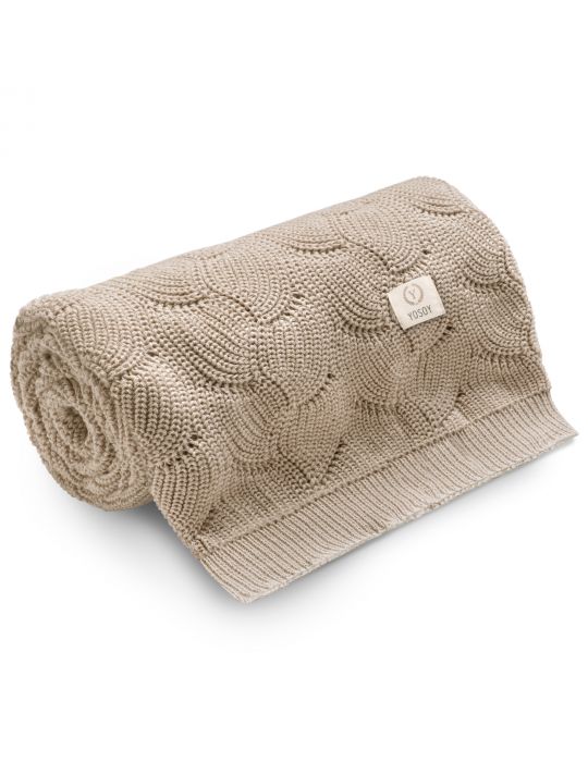 Yosoy Kocyk bawełniany Eco Waves Light beige