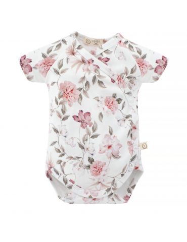 Yosoy Body niemowlęce z krótkim rękawem bawełna organiczna Boho flowers pink