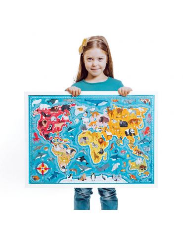 CzuCzu Puzzlove zwierzęta mapa świata 60 elementów