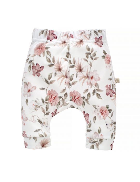 Yosoy Spodnie niemowlęce bawełna organiczna Boho flowers pink