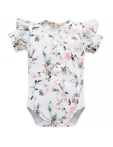 Yosoy Body niemowlęce z krótkim rękawem z falbankami bawełna organiczna Secret garden on white Yosoy Body niemowlęce z krótkim rękawem z falbankami bawełna organiczna Secret garden on white