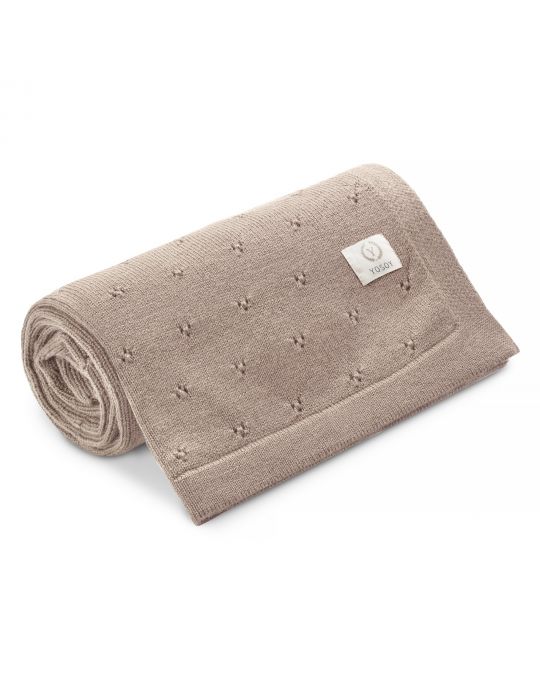 Yosoy Koc dziany 100% merino wool jersey beżowy melanż 100x80