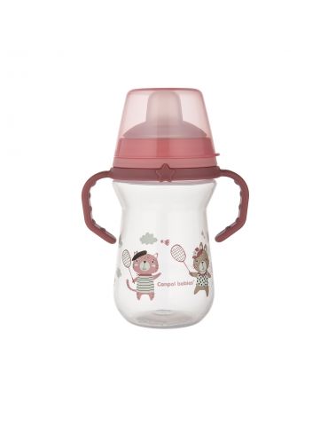 Canpol babies Kubek niekapek z silikonowym ustnikiem Bonjour Paris 250ml Pink