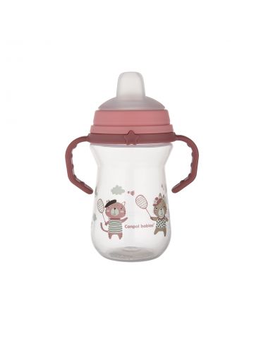 Canpol babies Kubek niekapek z silikonowym ustnikiem Bonjour Paris 250ml Pink