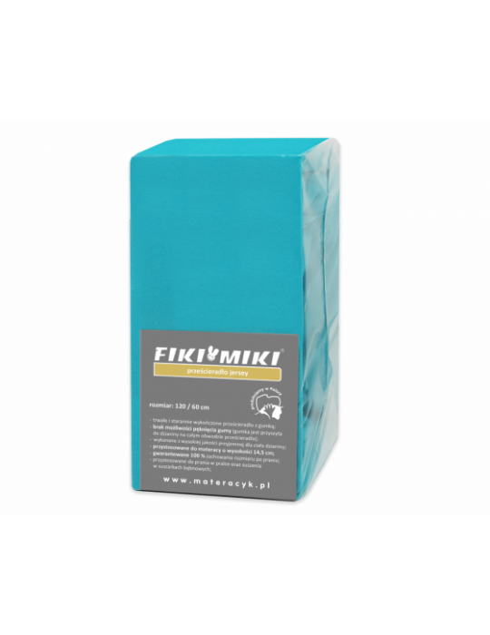 Fiki Miki Prześcieradło Jersey 140x70 turkus
