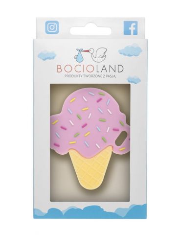 Bocioland Gryzak silikonowy Lód truskawka