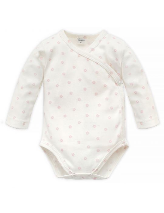 Pinokio Body niemowlęce bawełniane rozpinane długi rękaw Lovely day ecru w kwiatki