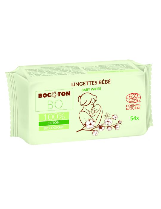 Bocoton Bio Chusteczki nawilżane z bawełny organicznej 54 sztuk