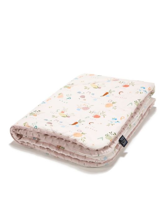 La Millou Ciepły koc bawełniany z minky L ( ABC Fruits - Smoke rose )