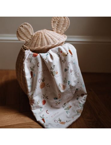 La Millou Lekki koc bawełniany z minky M ( ABC Fruits - Smoke rose )