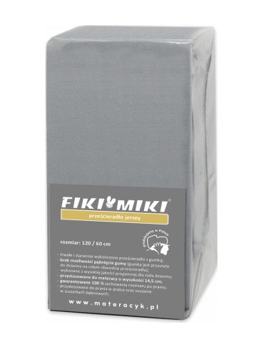 Fiki Miki Prześcieradło Jersey 160x80 szare