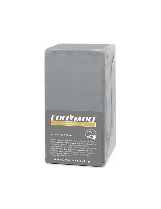 Fiki Miki Prześcieradło Jersey 160x80 szare