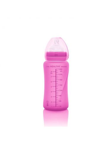 Everyday Baby Butelka szklana reagująca na temperaturę M 240ml wiśniowa