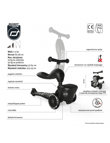 Scootandride Jeździk i hulajnoga 2w1 Highwaykick 1 Lifestyle Zebra