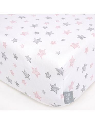 Ceba Prześcieradło jersey z gumką 120x60 Pink Stars