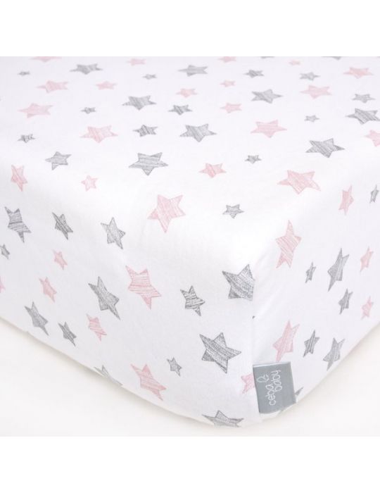 Ceba Prześcieradło jersey z gumką 120x60 Pink Stars