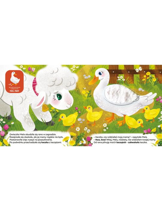Książeczka Dotknij i słuchamy na wsi Owieczka Mela szuka mamy