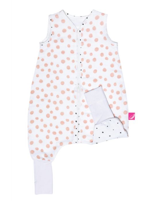 Motherhood Śpiworek muślinowy z nogawkami 1,5-2,5 Kropy różowe