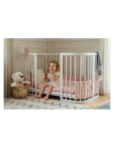 Waldin Łóżeczko drewniane 7w1 z materacem Białe