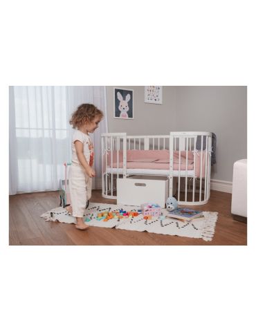 Waldin Łóżeczko drewniane 7w1 z materacem Białe