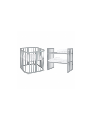 Waldin Łóżeczko drewniane 7w1 z materacem Szare