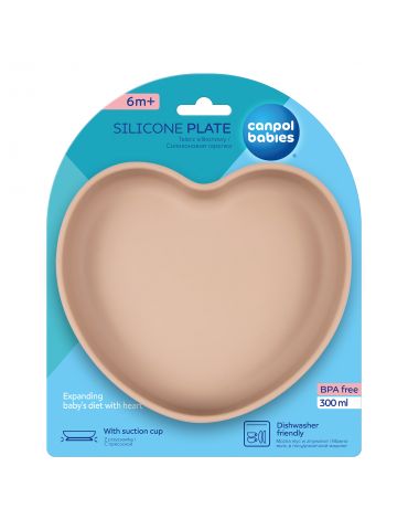 Canpol Babies Silikonowy talerzyk z przyssawką Serce beż