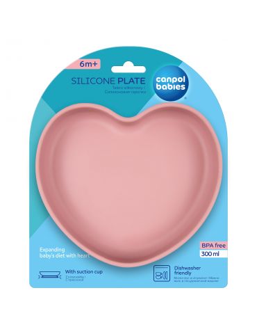 Canpol Babies Silikonowy talerzyk z przyssawką Serce pink Canpol Babies Silikonowy talerzyk z przyssawką Serce pink