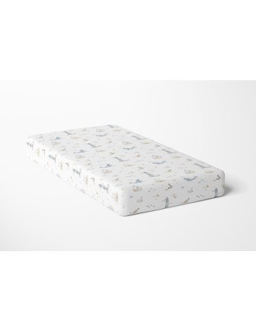 Lulumi Prześcieradło bambusowe do gondoli, kosza mojżesza 75x35 Marine