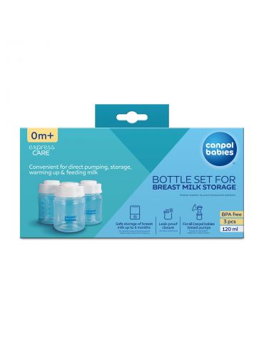 Canpol Babies Zestaw butelek do przechowywania pokarmu 3x120ml