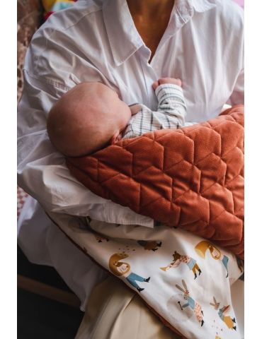 La Millou Ciepły koc bawełniany z velvet M ( Heartbeat Pink Music - Ginger )