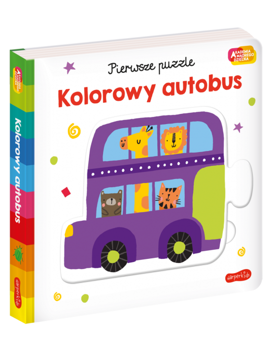 Książeczka Kolorowy autobus. Akademia mądrego dziecka Pierwsze puzzle  L.Barlow D.Barlow
