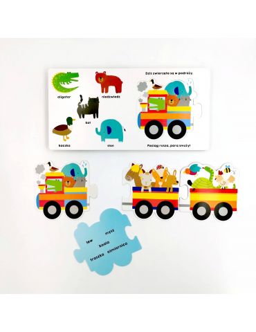 Książeczka Zwierzęta w podróży. Akademia mądrego dziecka Pierwsze puzzle  L.Barlow D.Barlow