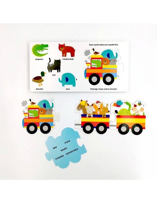 Książeczka Zwierzęta w podróży. Akademia mądrego dziecka Pierwsze puzzle  L.Barlow D.Barlow
