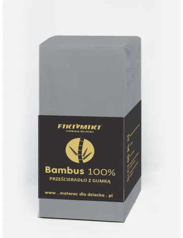 Fiki Miki Prześcieradło bambusowe 90x40 szare
