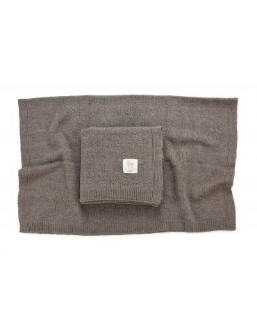 Poofi Kocyk merino Narwik czekoladowy Poofi Kocyk merino Narwik czekoladowy