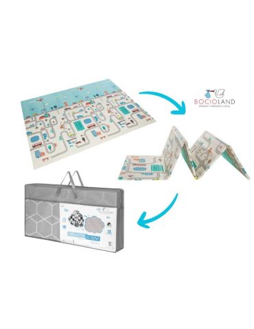 Bocioland Mata składana dwustronna kontrastowa 150/200 Miasto