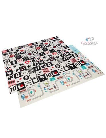 Bocioland Mata składana dwustronna kontrastowa 150/200 Miasto
