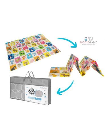 Bocioland Mata składana dwustronna kontrastowa 150/200 Happy Day