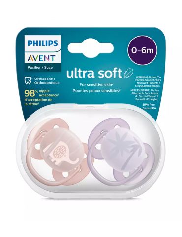 Avent Philips Smoczek uspokajający Ultra soft 0-6 girl