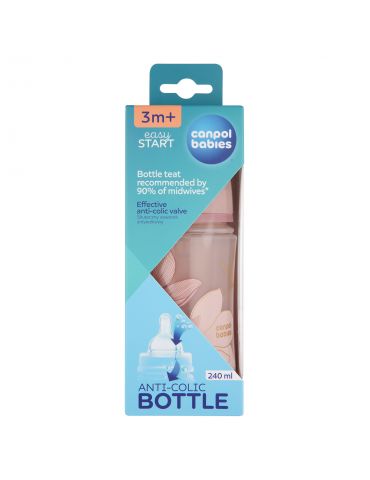 Canpol babies Butelka szerokootworowa EasyStart 240ml Gold pink