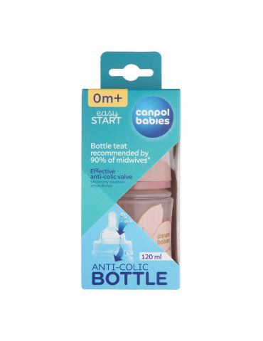 Canpol babies Butelka szerokootworowa EasyStart 120ml Gold pink