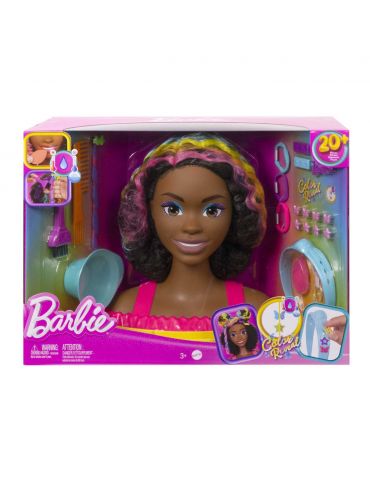 Mattel Barbie Głowa do stylizacji Neonowa Tęcza Kręcone Włosy