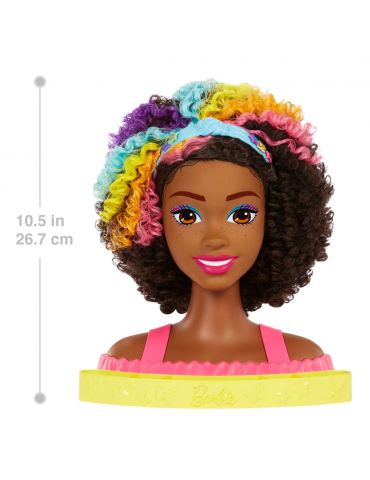 Mattel Barbie Głowa do stylizacji Neonowa Tęcza Kręcone Włosy