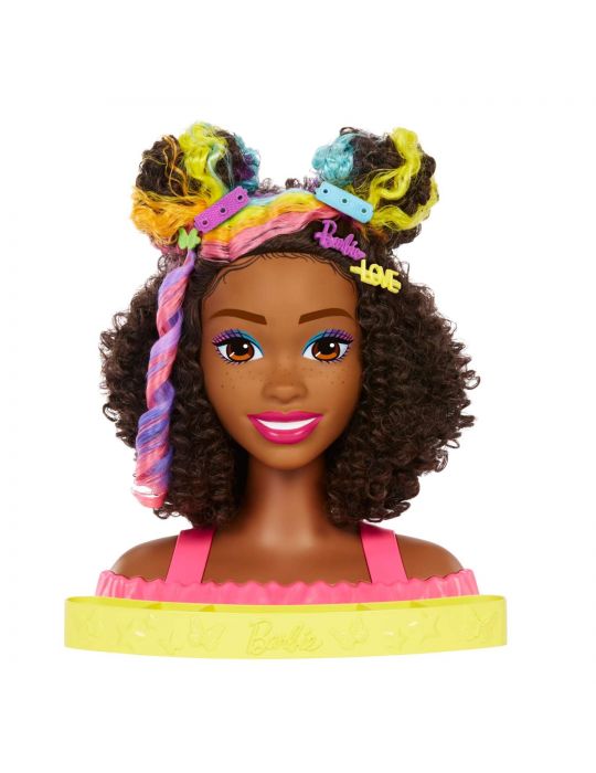 Mattel Barbie Głowa do stylizacji Neonowa Tęcza Kręcone Włosy