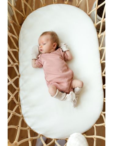 Poofi Body bawełniane krótki rękaw Herbaciana róża