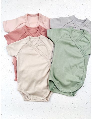 Poofi Body bawełniane krótki rękaw Jasny szary