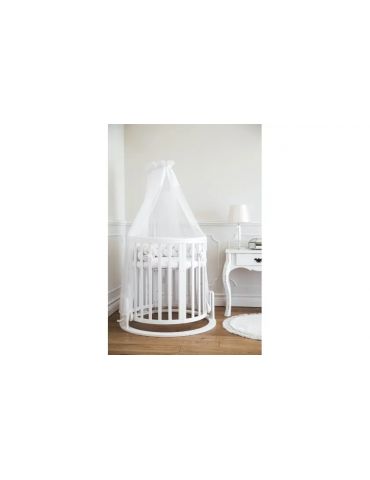 Waldin Łóżeczko drewniane owalne 7w1 z materacem Białe