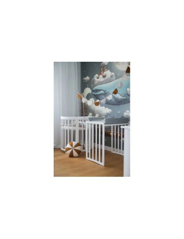 Waldin Łóżeczko drewniane owalne 7w1 z materacem Białe