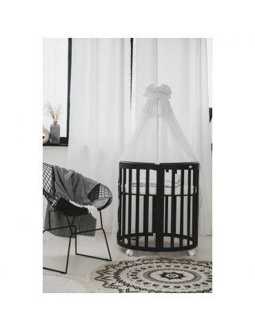 Waldin Łóżeczko drewniane owalne 7w1 z materacem Grafit